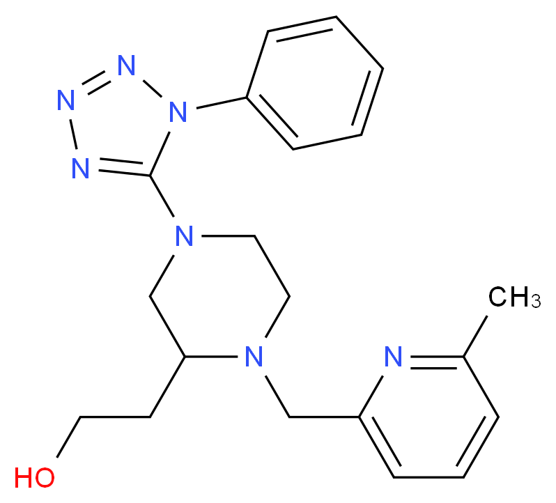 2-[1-[(6-methyl-2-pyridinyl)methyl]-4-(1-phenyl-1H-tetrazol-5-yl)-2-piperazinyl]ethanol_Molecular_structure_CAS_)