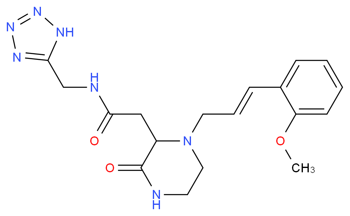 2-{1-[(2E)-3-(2-methoxyphenyl)-2-propen-1-yl]-3-oxo-2-piperazinyl}-N-(1H-tetrazol-5-ylmethyl)acetamide_Molecular_structure_CAS_)