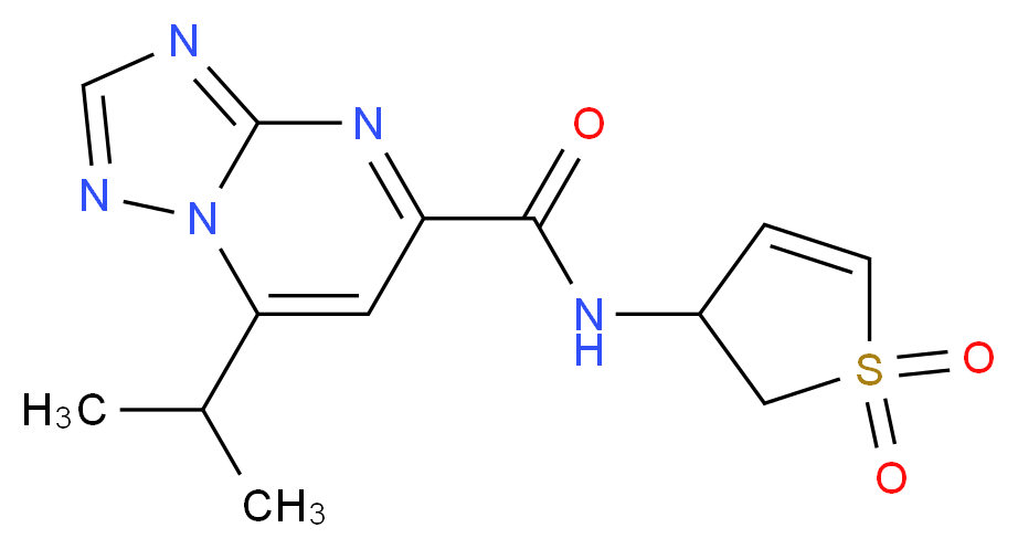 N-(1,1-dioxido-2,3-dihydro-3-thienyl)-7-isopropyl[1,2,4]triazolo[1,5-a]pyrimidine-5-carboxamide_Molecular_structure_CAS_)