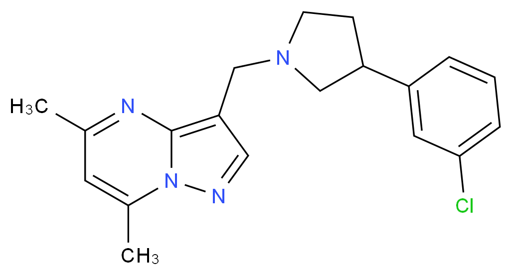 3-{[3-(3-chlorophenyl)pyrrolidin-1-yl]methyl}-5,7-dimethylpyrazolo[1,5-a]pyrimidine_Molecular_structure_CAS_)