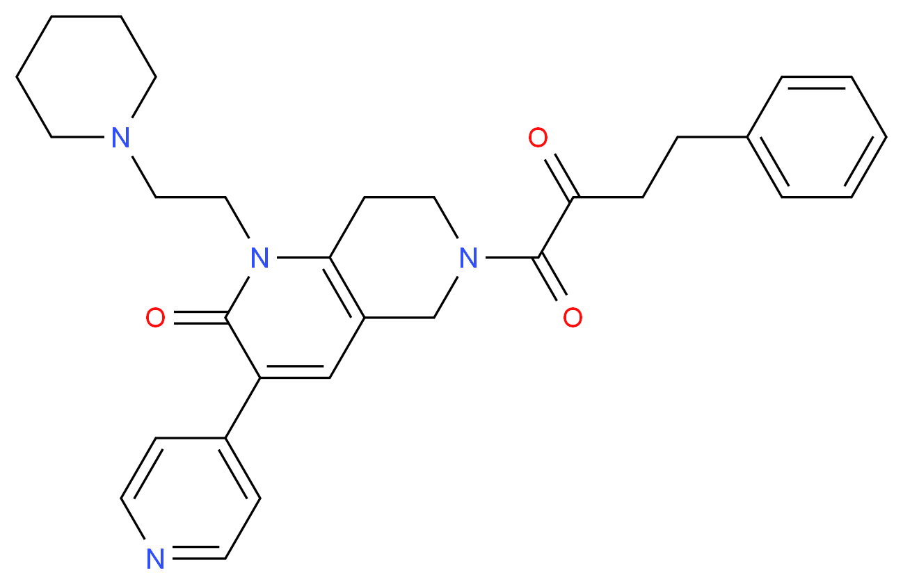 6-(2-oxo-4-phenylbutanoyl)-1-[2-(1-piperidinyl)ethyl]-3-(4-pyridinyl)-5,6,7,8-tetrahydro-1,6-naphthyridin-2(1H)-one_Molecular_structure_CAS_)