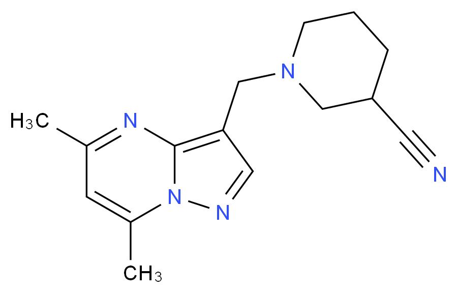 1-[(5,7-dimethylpyrazolo[1,5-a]pyrimidin-3-yl)methyl]piperidine-3-carbonitrile_Molecular_structure_CAS_)