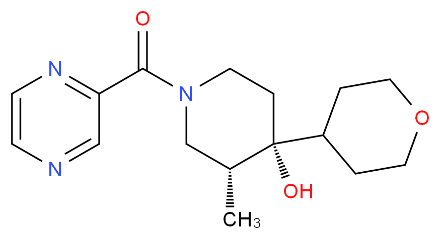 (3R*,4R*)-3-methyl-1-(2-pyrazinylcarbonyl)-4-(tetrahydro-2H-pyran-4-yl)-4-piperidinol_Molecular_structure_CAS_)