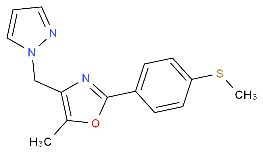 5-methyl-2-[4-(methylthio)phenyl]-4-(1H-pyrazol-1-ylmethyl)-1,3-oxazole_Molecular_structure_CAS_)