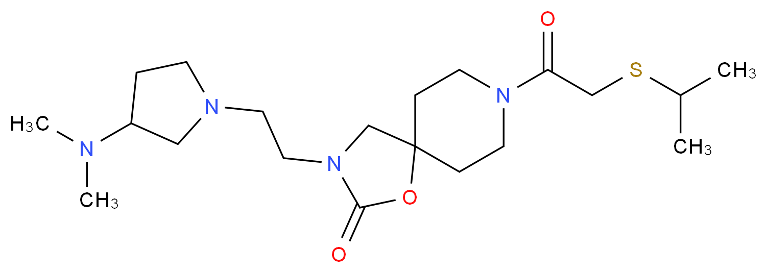 3-{2-[3-(dimethylamino)pyrrolidin-1-yl]ethyl}-8-[(isopropylthio)acetyl]-1-oxa-3,8-diazaspiro[4.5]decan-2-one_Molecular_structure_CAS_)