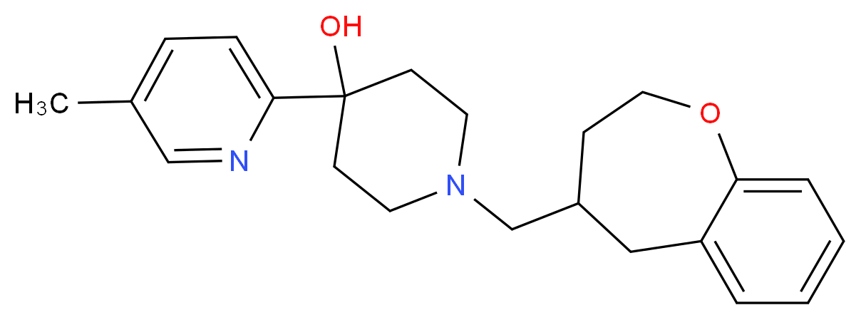 4-(5-methylpyridin-2-yl)-1-(2,3,4,5-tetrahydro-1-benzoxepin-4-ylmethyl)piperidin-4-ol_Molecular_structure_CAS_)