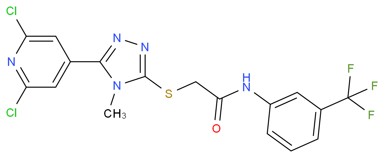 N1-[3-(trifluoromethyl)phenyl]-2-{[5-(2,6-dichloro-4-pyridyl)-4-methyl-4H-1,2,4-triazol-3-yl]thio}acetamide_Molecular_structure_CAS_)