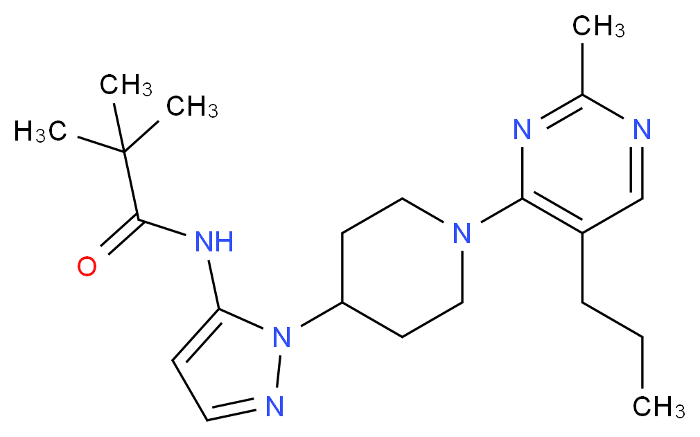 2,2-dimethyl-N-{1-[1-(2-methyl-5-propylpyrimidin-4-yl)piperidin-4-yl]-1H-pyrazol-5-yl}propanamide_Molecular_structure_CAS_)
