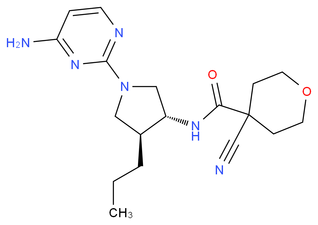 N-[(3R*,4S*)-1-(4-amino-2-pyrimidinyl)-4-propyl-3-pyrrolidinyl]-4-cyanotetrahydro-2H-pyran-4-carboxamide_Molecular_structure_CAS_)