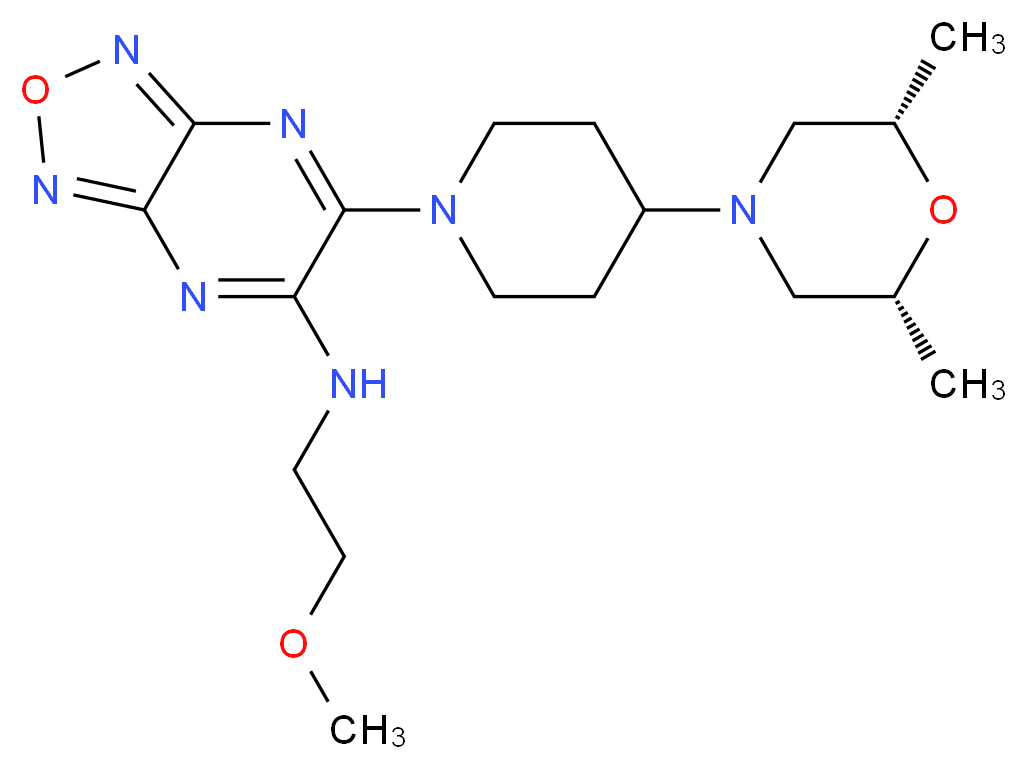 6-{4-[(2R*,6S*)-2,6-dimethyl-4-morpholinyl]-1-piperidinyl}-N-(2-methoxyethyl)[1,2,5]oxadiazolo[3,4-b]pyrazin-5-amine_Molecular_structure_CAS_)