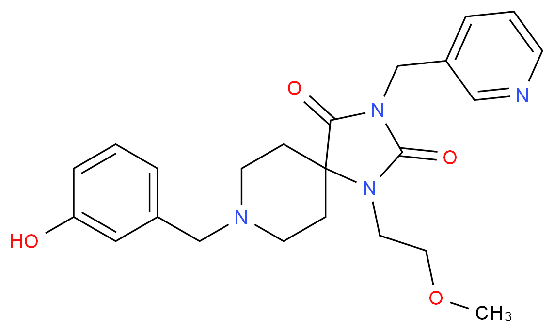 8-(3-hydroxybenzyl)-1-(2-methoxyethyl)-3-(3-pyridinylmethyl)-1,3,8-triazaspiro[4.5]decane-2,4-dione_Molecular_structure_CAS_)
