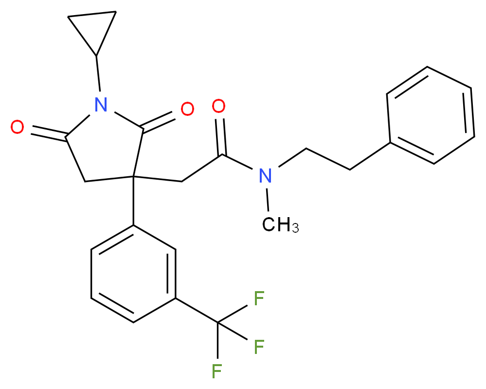 2-{1-cyclopropyl-2,5-dioxo-3-[3-(trifluoromethyl)phenyl]-3-pyrrolidinyl}-N-methyl-N-(2-phenylethyl)acetamide_Molecular_structure_CAS_)
