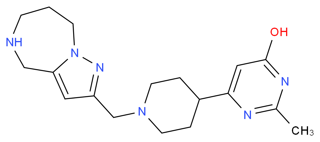 2-methyl-6-[1-(5,6,7,8-tetrahydro-4H-pyrazolo[1,5-a][1,4]diazepin-2-ylmethyl)-4-piperidinyl]-4-pyrimidinol_Molecular_structure_CAS_)