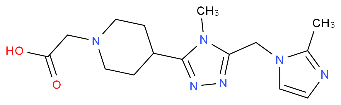 (4-{4-methyl-5-[(2-methyl-1H-imidazol-1-yl)methyl]-4H-1,2,4-triazol-3-yl}piperidin-1-yl)acetic acid_Molecular_structure_CAS_)