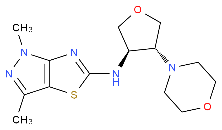 1,3-dimethyl-N-[(3R*,4R*)-4-morpholin-4-yltetrahydrofuran-3-yl]-1H-pyrazolo[3,4-d][1,3]thiazol-5-amine_Molecular_structure_CAS_)