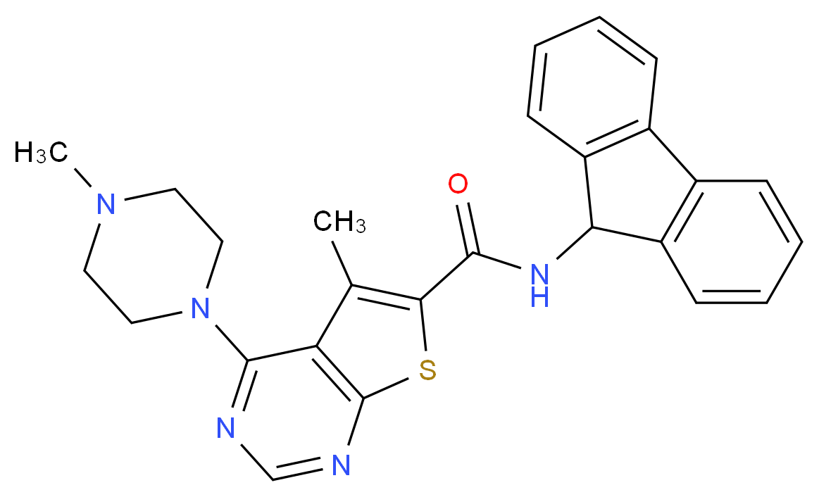 N-9H-fluoren-9-yl-5-methyl-4-(4-methyl-1-piperazinyl)thieno[2,3-d]pyrimidine-6-carboxamide_Molecular_structure_CAS_)