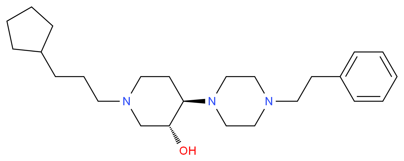 (3R*,4R*)-1-(3-cyclopentylpropyl)-4-[4-(2-phenylethyl)-1-piperazinyl]-3-piperidinol_Molecular_structure_CAS_)