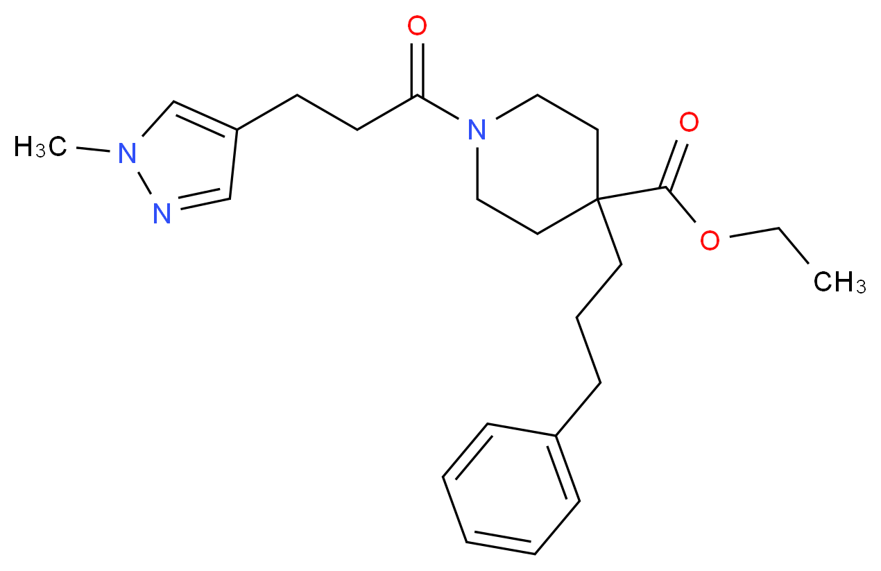 ethyl 1-[3-(1-methyl-1H-pyrazol-4-yl)propanoyl]-4-(3-phenylpropyl)-4-piperidinecarboxylate_Molecular_structure_CAS_)