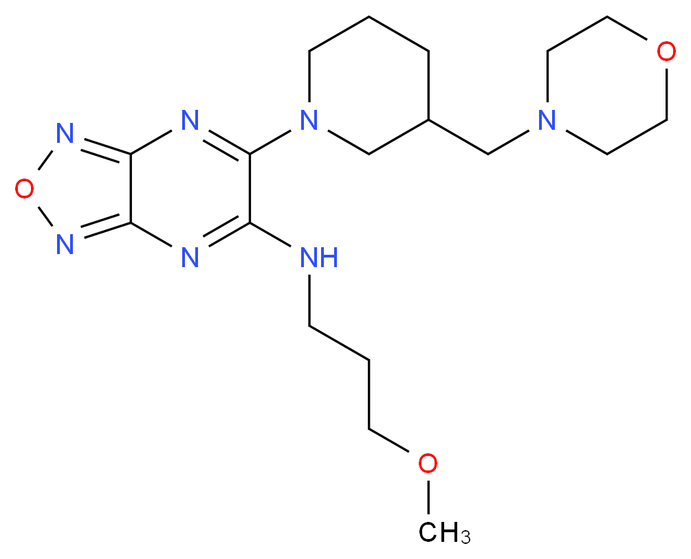N-(3-methoxypropyl)-6-[3-(4-morpholinylmethyl)-1-piperidinyl][1,2,5]oxadiazolo[3,4-b]pyrazin-5-amine_Molecular_structure_CAS_)