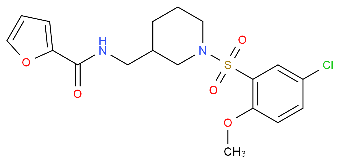 N-({1-[(5-chloro-2-methoxyphenyl)sulfonyl]-3-piperidinyl}methyl)-2-furamide_Molecular_structure_CAS_)