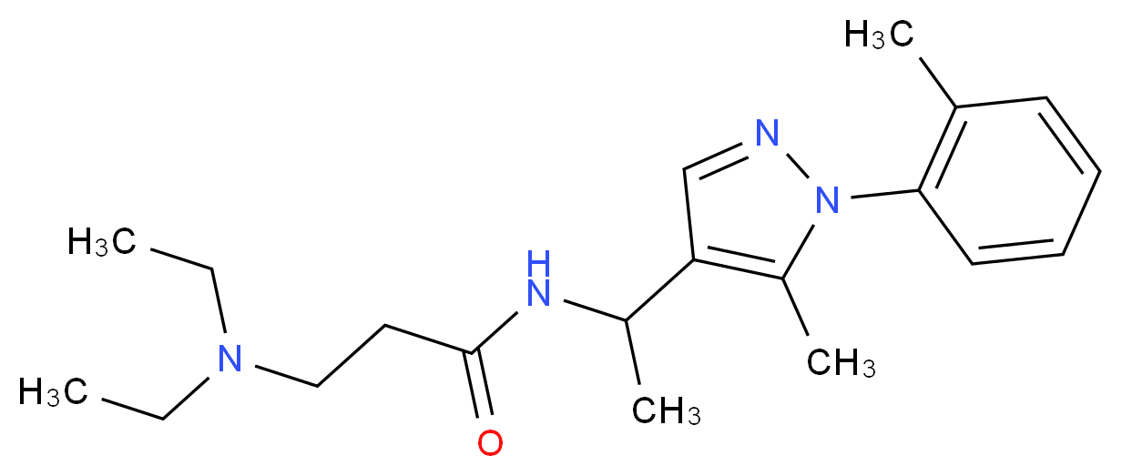 N~3~,N~3~-diethyl-N~1~-{1-[5-methyl-1-(2-methylphenyl)-1H-pyrazol-4-yl]ethyl}-beta-alaninamide_Molecular_structure_CAS_)
