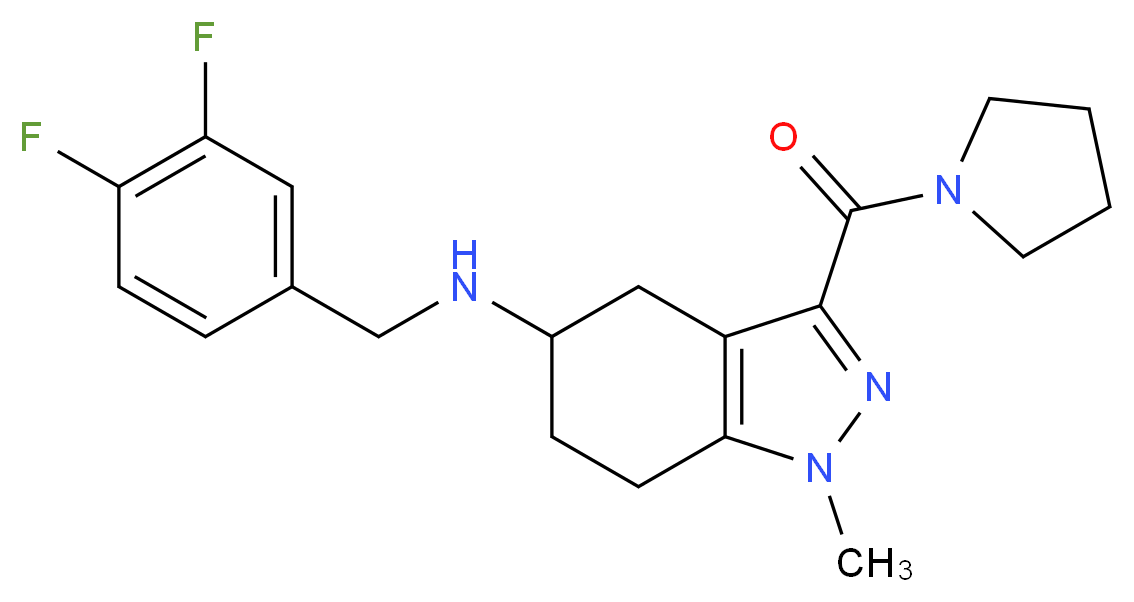 N-(3,4-difluorobenzyl)-1-methyl-3-(1-pyrrolidinylcarbonyl)-4,5,6,7-tetrahydro-1H-indazol-5-amine_Molecular_structure_CAS_)