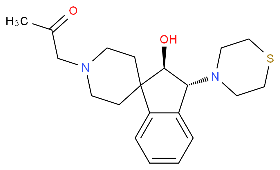1-[(2R*,3R*)-2-hydroxy-3-(4-thiomorpholinyl)-2,3-dihydro-1'H-spiro[indene-1,4'-piperidin]-1'-yl]acetone_Molecular_structure_CAS_)