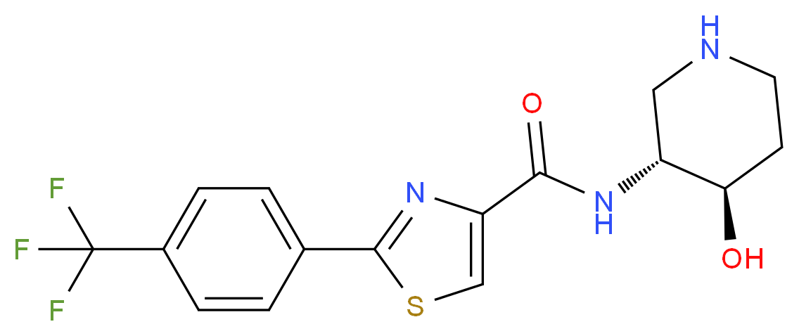 N-[(3R*,4R*)-4-hydroxy-3-piperidinyl]-2-[4-(trifluoromethyl)phenyl]-1,3-thiazole-4-carboxamide_Molecular_structure_CAS_)