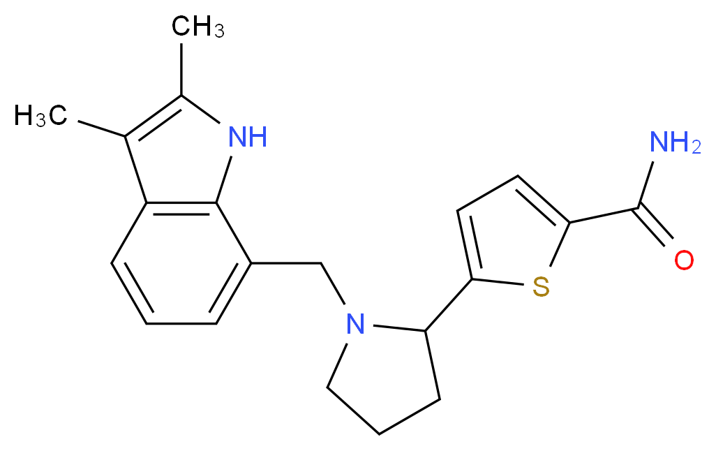 5-{1-[(2,3-dimethyl-1H-indol-7-yl)methyl]-2-pyrrolidinyl}-2-thiophenecarboxamide_Molecular_structure_CAS_)