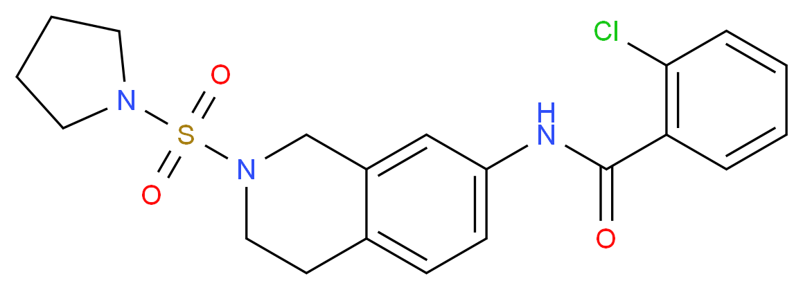 2-chloro-N-[2-(1-pyrrolidinylsulfonyl)-1,2,3,4-tetrahydro-7-isoquinolinyl]benzamide_Molecular_structure_CAS_)