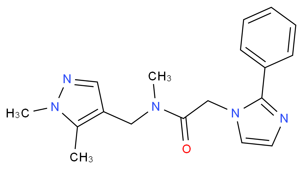 N-[(1,5-dimethyl-1H-pyrazol-4-yl)methyl]-N-methyl-2-(2-phenyl-1H-imidazol-1-yl)acetamide_Molecular_structure_CAS_)