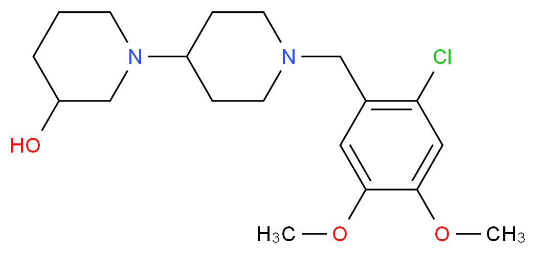 1'-(2-chloro-4,5-dimethoxybenzyl)-1,4'-bipiperidin-3-ol_Molecular_structure_CAS_)