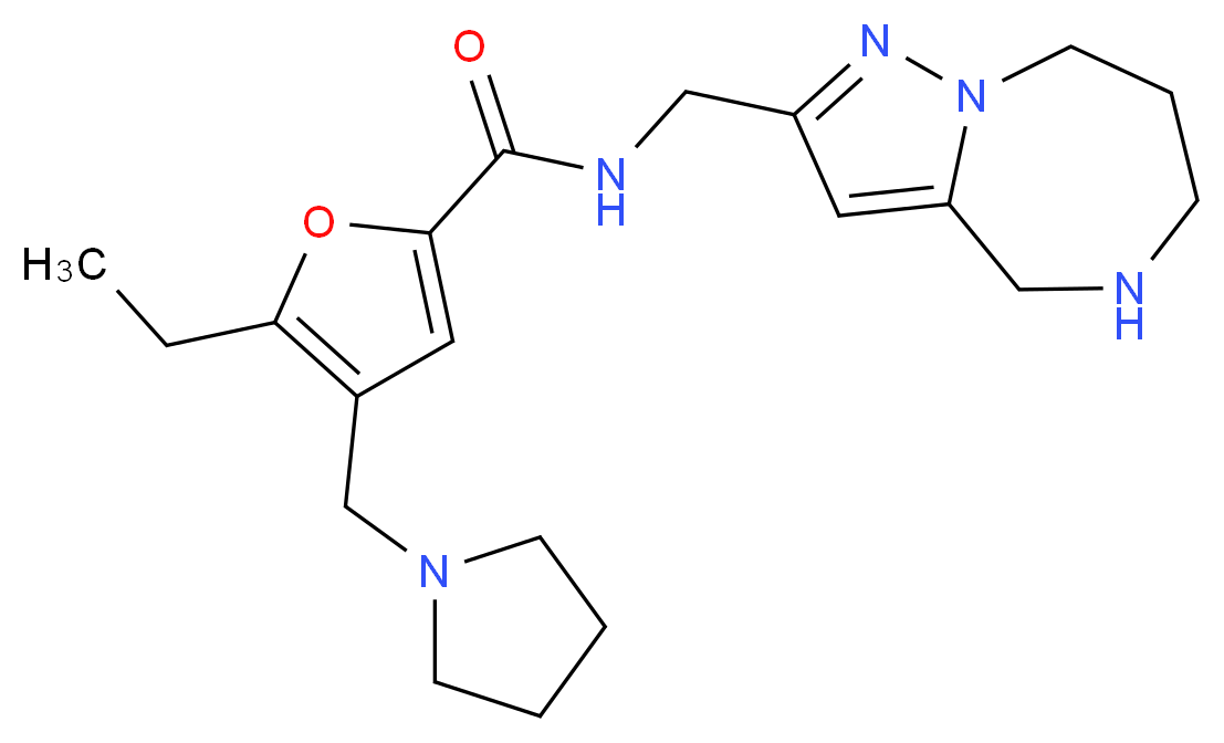 5-ethyl-4-(pyrrolidin-1-ylmethyl)-N-(5,6,7,8-tetrahydro-4H-pyrazolo[1,5-a][1,4]diazepin-2-ylmethyl)-2-furamide_Molecular_structure_CAS_)