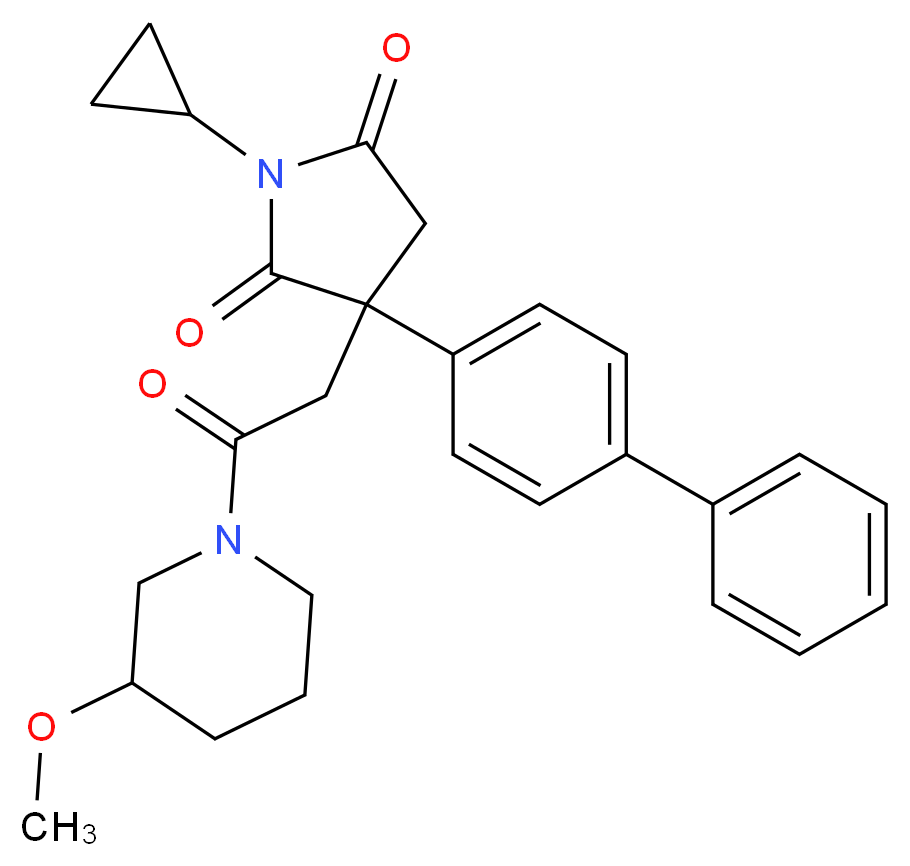 3-(4-biphenylyl)-1-cyclopropyl-3-[2-(3-methoxy-1-piperidinyl)-2-oxoethyl]-2,5-pyrrolidinedione_Molecular_structure_CAS_)