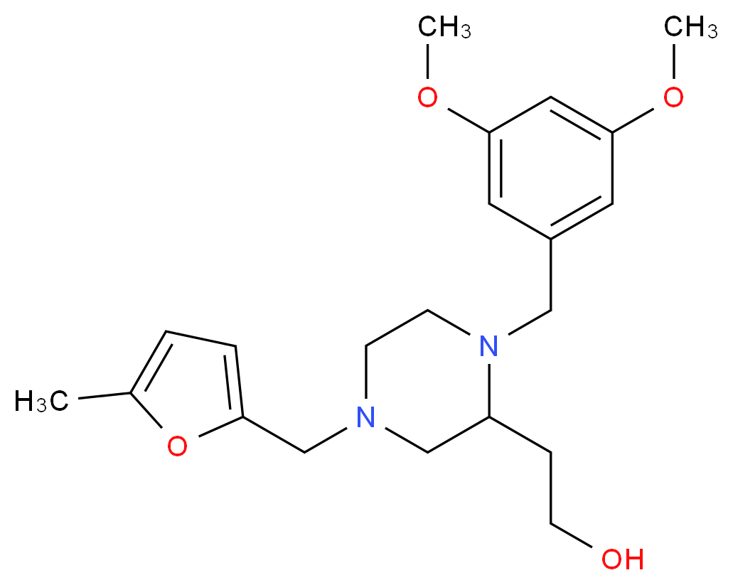 2-{1-(3,5-dimethoxybenzyl)-4-[(5-methyl-2-furyl)methyl]-2-piperazinyl}ethanol_Molecular_structure_CAS_)