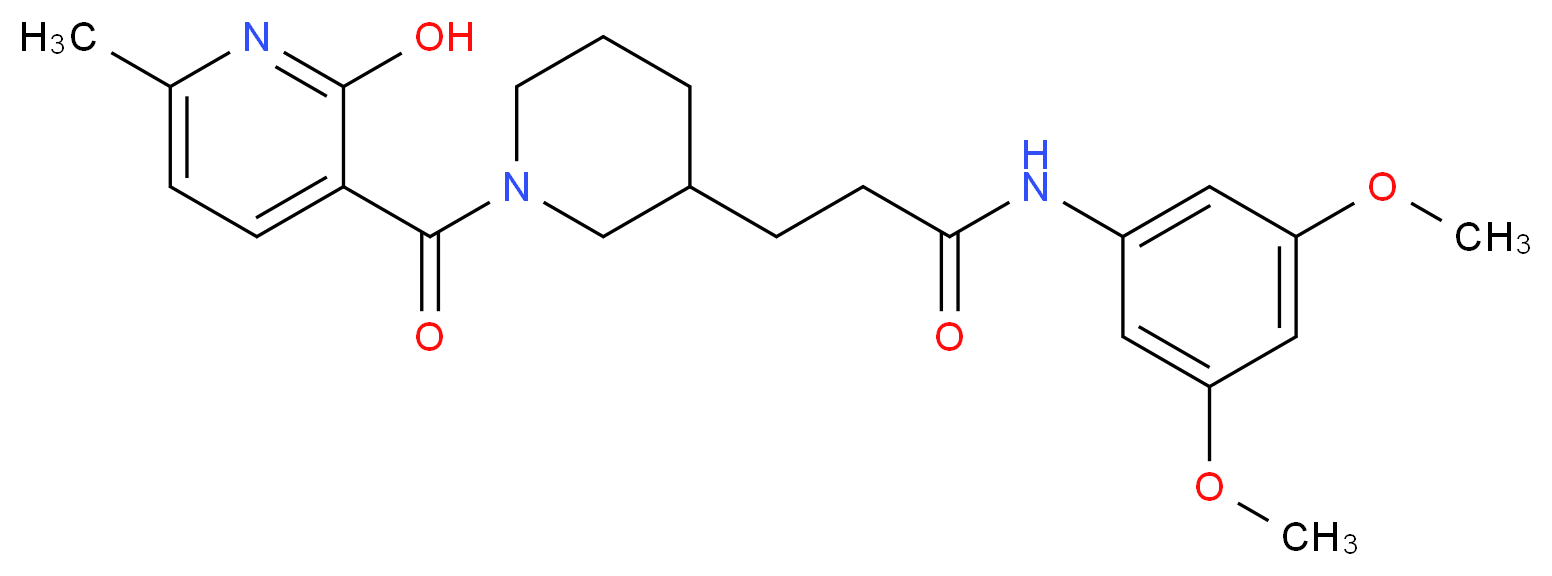 N-(3,5-dimethoxyphenyl)-3-{1-[(2-hydroxy-6-methyl-3-pyridinyl)carbonyl]-3-piperidinyl}propanamide_Molecular_structure_CAS_)
