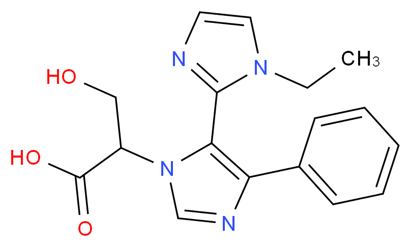 2-(1-ethyl-5'-phenyl-1H,3'H-2,4'-biimidazol-3'-yl)-3-hydroxypropanoic acid_Molecular_structure_CAS_)