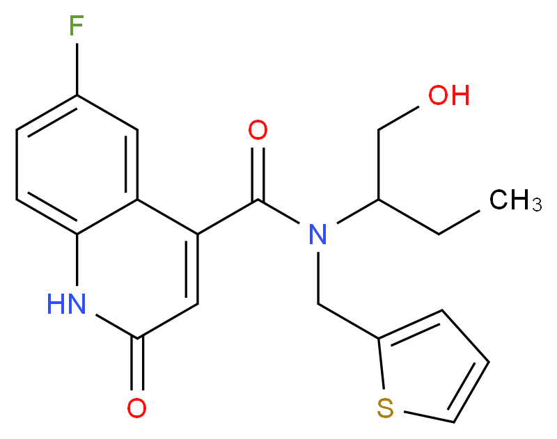 6-fluoro-N-[1-(hydroxymethyl)propyl]-2-oxo-N-(2-thienylmethyl)-1,2-dihydroquinoline-4-carboxamide_Molecular_structure_CAS_)