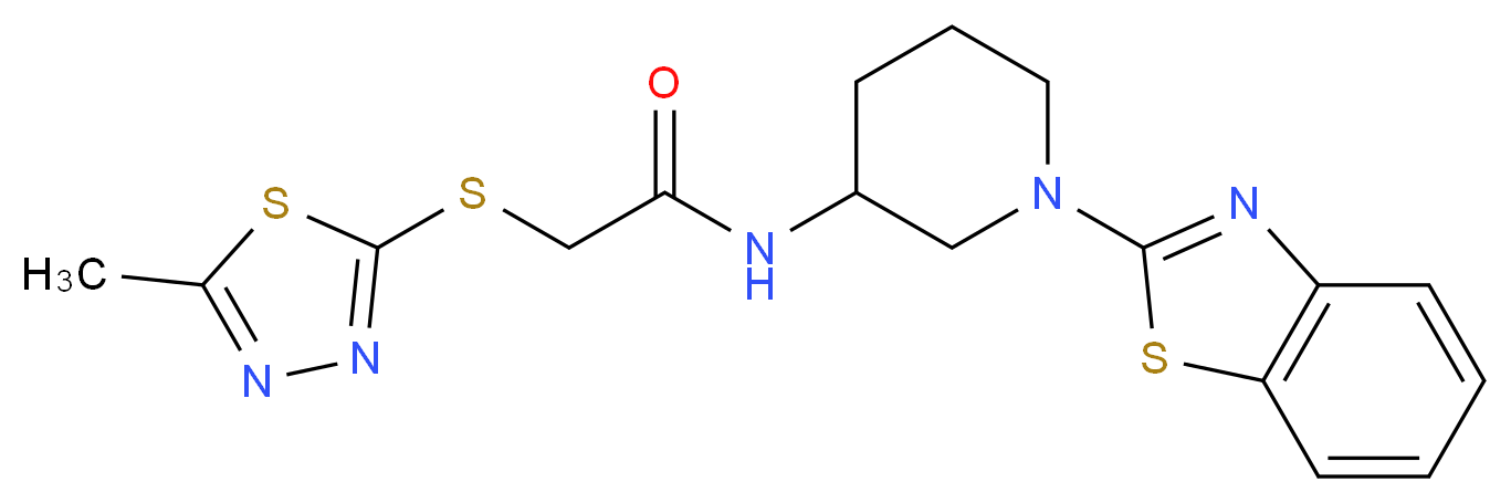 N-[1-(1,3-benzothiazol-2-yl)-3-piperidinyl]-2-[(5-methyl-1,3,4-thiadiazol-2-yl)thio]acetamide_Molecular_structure_CAS_)