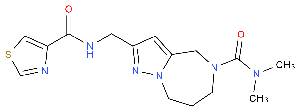 N,N-dimethyl-2-{[(1,3-thiazol-4-ylcarbonyl)amino]methyl}-7,8-dihydro-4H-pyrazolo[1,5-a][1,4]diazepine-5(6H)-carboxamide_Molecular_structure_CAS_)