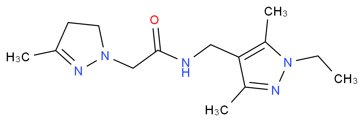 N-[(1-ethyl-3,5-dimethyl-1H-pyrazol-4-yl)methyl]-2-(3-methyl-4,5-dihydro-1H-pyrazol-1-yl)acetamide_Molecular_structure_CAS_)
