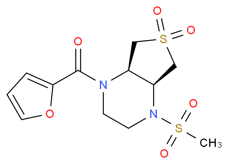 (4aS*,7aR*)-1-(2-furoyl)-4-(methylsulfonyl)octahydrothieno[3,4-b]pyrazine 6,6-dioxide_Molecular_structure_CAS_)