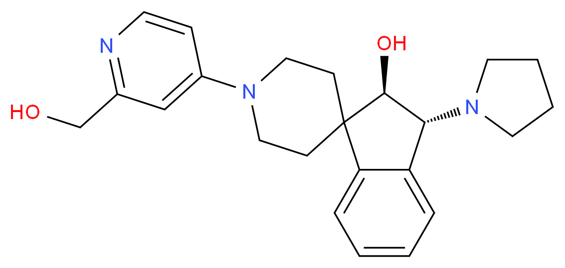 (2R*,3R*)-1'-[2-(hydroxymethyl)-4-pyridinyl]-3-(1-pyrrolidinyl)-2,3-dihydrospiro[indene-1,4'-piperidin]-2-ol_Molecular_structure_CAS_)