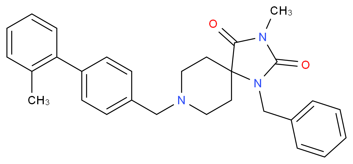 1-benzyl-3-methyl-8-[(2'-methyl-4-biphenylyl)methyl]-1,3,8-triazaspiro[4.5]decane-2,4-dione_Molecular_structure_CAS_)