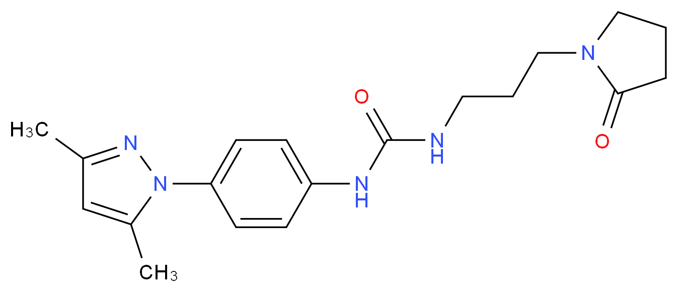 N-[4-(3,5-dimethyl-1H-pyrazol-1-yl)phenyl]-N'-[3-(2-oxopyrrolidin-1-yl)propyl]urea_Molecular_structure_CAS_)