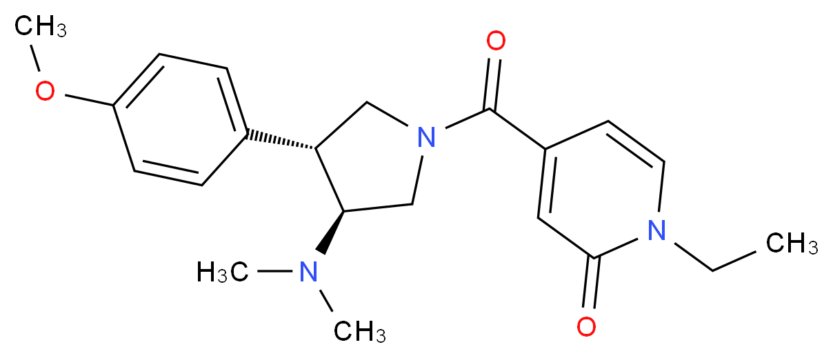 4-{[(3S*,4R*)-3-(dimethylamino)-4-(4-methoxyphenyl)pyrrolidin-1-yl]carbonyl}-1-ethylpyridin-2(1H)-one_Molecular_structure_CAS_)