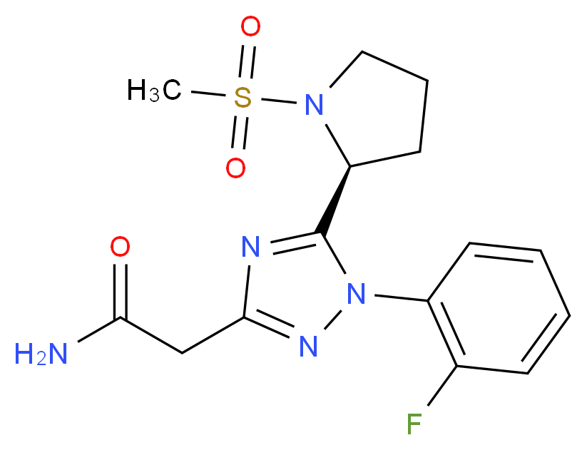2-{1-(2-fluorophenyl)-5-[(2S)-1-(methylsulfonyl)pyrrolidin-2-yl]-1H-1,2,4-triazol-3-yl}acetamide_Molecular_structure_CAS_)