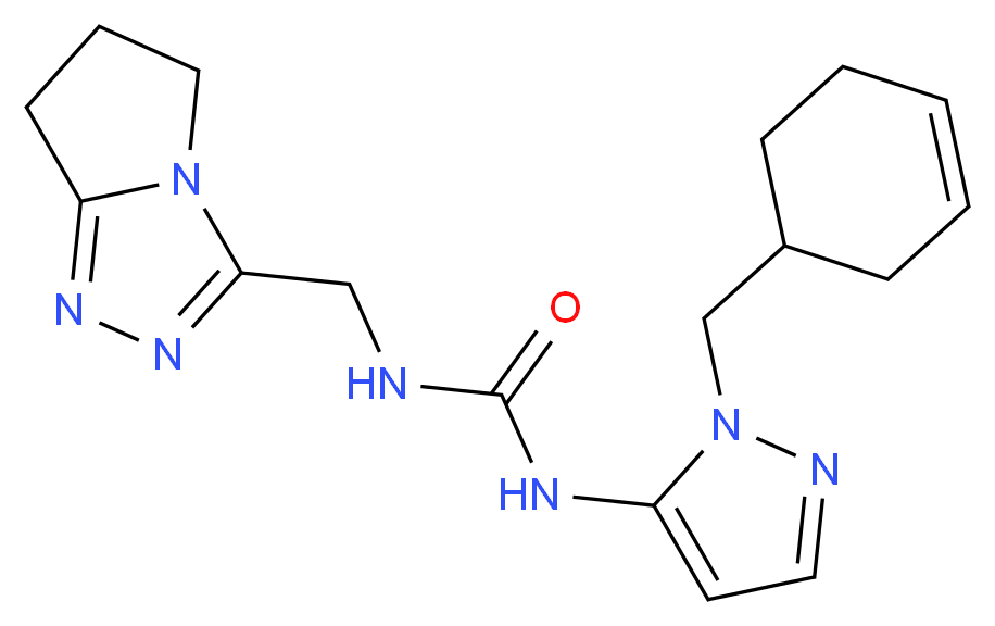 N-[1-(cyclohex-3-en-1-ylmethyl)-1H-pyrazol-5-yl]-N'-(6,7-dihydro-5H-pyrrolo[2,1-c][1,2,4]triazol-3-ylmethyl)urea_Molecular_structure_CAS_)