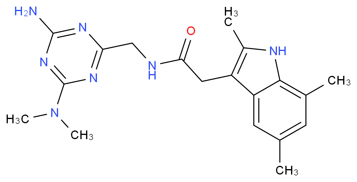 N-{[4-amino-6-(dimethylamino)-1,3,5-triazin-2-yl]methyl}-2-(2,5,7-trimethyl-1H-indol-3-yl)acetamide_Molecular_structure_CAS_)