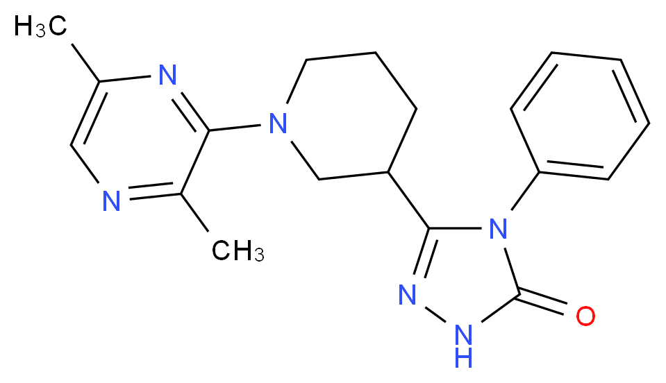 5-[1-(3,6-dimethyl-2-pyrazinyl)-3-piperidinyl]-4-phenyl-2,4-dihydro-3H-1,2,4-triazol-3-one_Molecular_structure_CAS_)